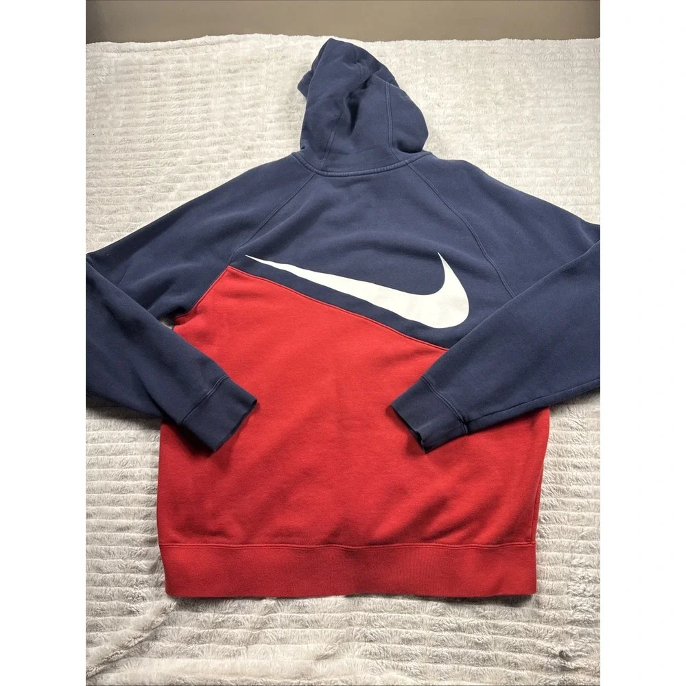 Nike Sportswear Swoosh Full Zip Hoodie Mens XL Red Blue White Nice Warm Comfy